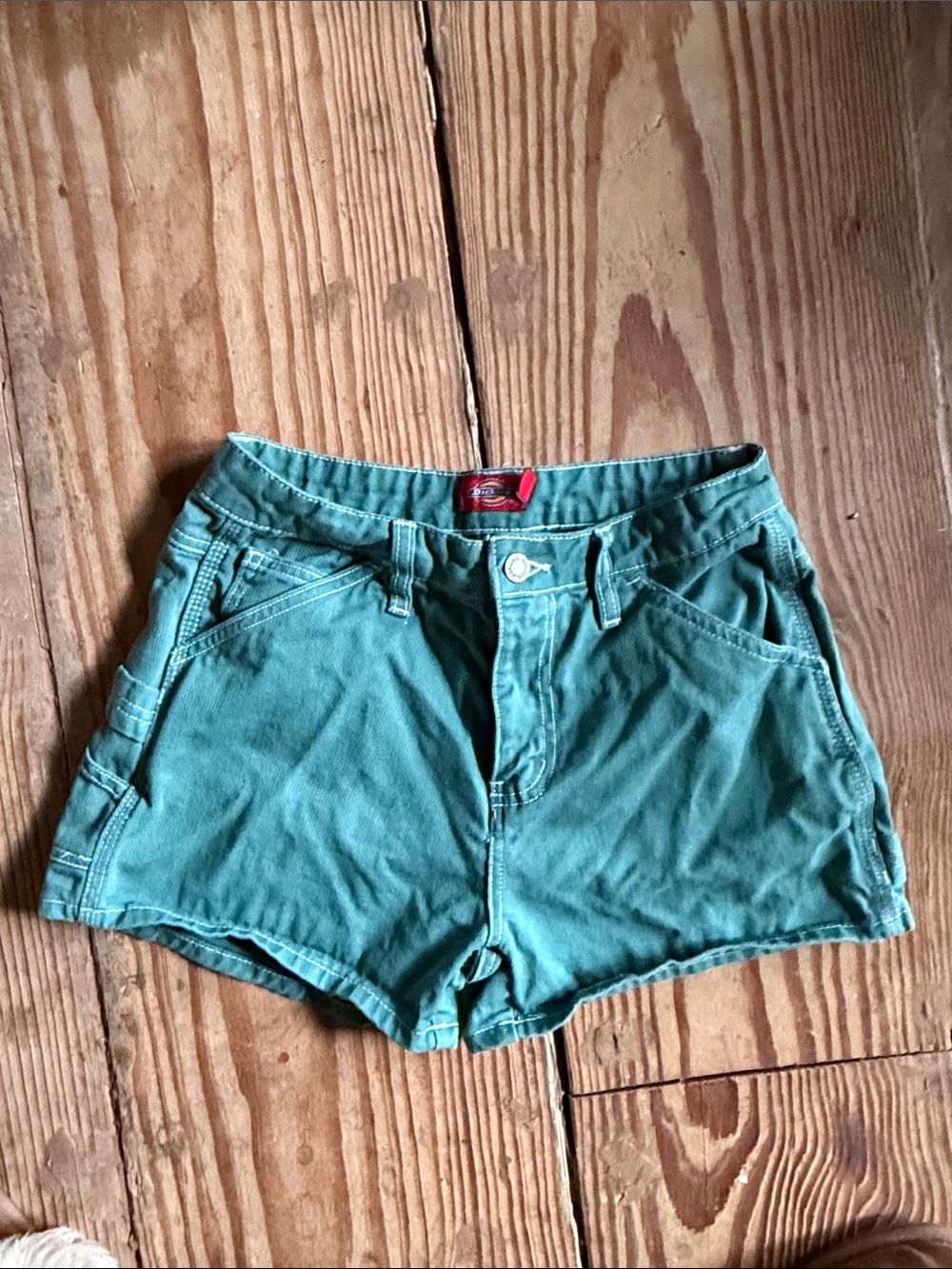 Dickies Teal Women's Denim construction Shorts, size 3/26, 100% cotton